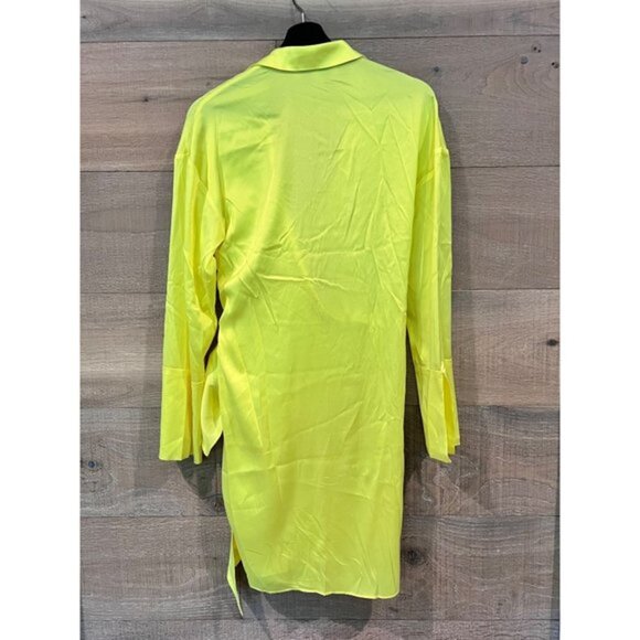 MOTHER OF ALL Gisele Silk Mini Dress - Neon Yellow SIZE S - Picture 8 of 11